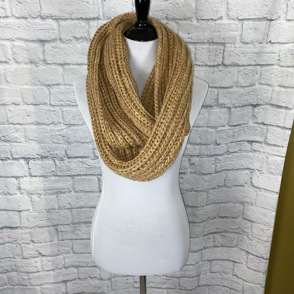Mixit chunky knit tan infinity scarf one size